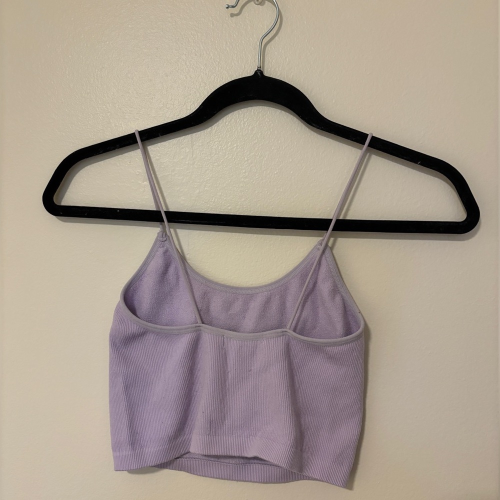 Essentials Light Purple Ribbed Tank Crop Top - Picture 2 of 4